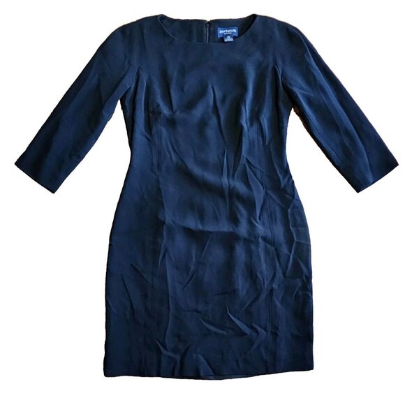 Ann Taylor Dresses & Skirts - Ann Taylor Womens 2P 2 Petite Solid All Black‎ Zip Back 3/4 Sleeve Dress